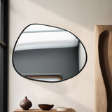 Modern Decorative Asymmetrical Bathroom Mirror with Black Wooden Finish