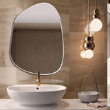 Modern Decorative Asymmetrical Bathroom Mirror with White Wooden Finish