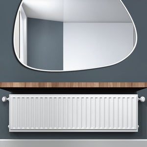 Modern Decorative Asymmetrical Bathroom Mirror with White Wooden Finish