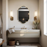 Elegant Irregular Quatrefoil Bathroom Decor Mirror with Golden Wooden Finish