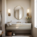 Gold wooden bathroom mirror