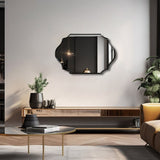 Elegant Irregular Quatrefoil Bathroom Decor Mirror with Black Wooden Finish