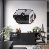 Elegant Irregular Quatrefoil Bathroom Decor Mirror with Black Wooden Finish