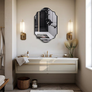 Elegant Irregular Quatrefoil Bathroom Decor Mirror with Black Wooden Finish