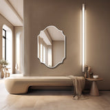 Elegant Irregular Quatrefoil Bathroom Decor Mirror with White Wooden Finish