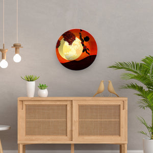  Hanging Wall Plate Painting of Girl Catching Bird Moon in Background