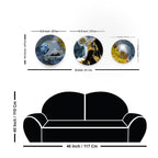 Golden Abstract Mountain Scenery Painting Wall Plates Set of 3