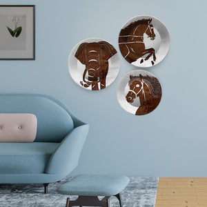 Modern Animals Art Wall Plates Set of 3