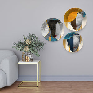 Modern Face Textured Art Wall Plates Set of Three