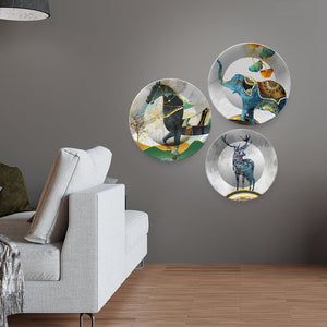 Modern Decorative Animals Art Wall Plates Set of 3