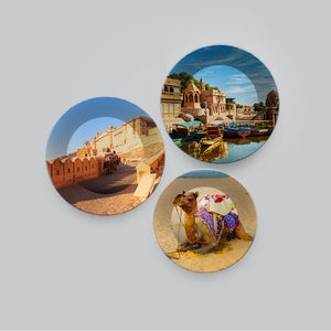 Rajasthan's Monuments Art Wall Plates Set of 3