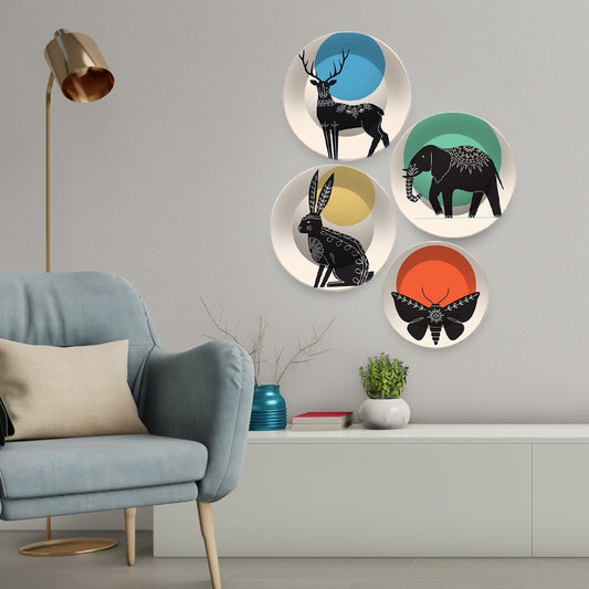 Modern Animals Art Wall Plates Set of 4