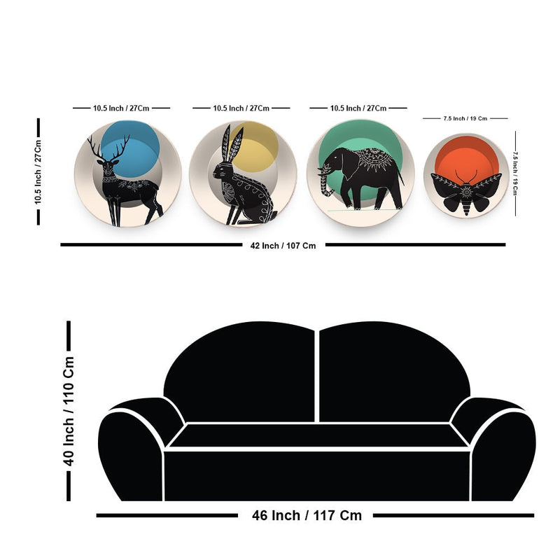 Modern Animals Art Wall Plates Set of 4