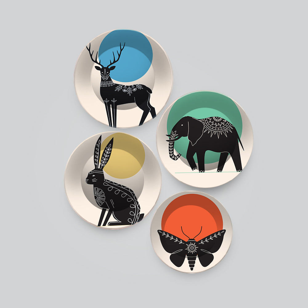 Modern Animals Art Wall Plates Set of 4