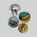 Modern Decorative Animals Art Wall Plates Set of 4