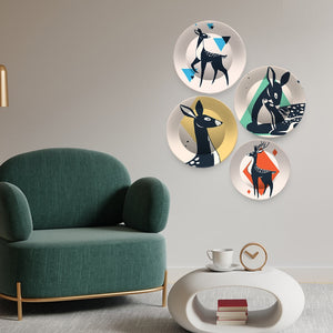 Beautiful Deer Premium Wall Plates Painting Set of Four