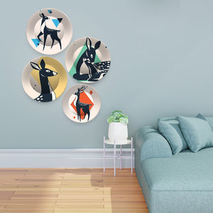 Beautiful Deer Premium Wall Plates Painting Set of Four