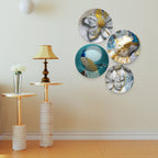 Beautiful Golden Art of Peacock Wall Plates Set of 4