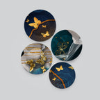 Beautiful Golden Butterflies Premium Wall Plates Painting Set of Four
