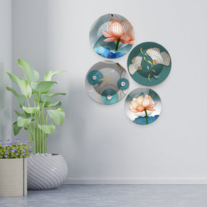 Modern Creative Lotus Art Wall Plates Set of 4