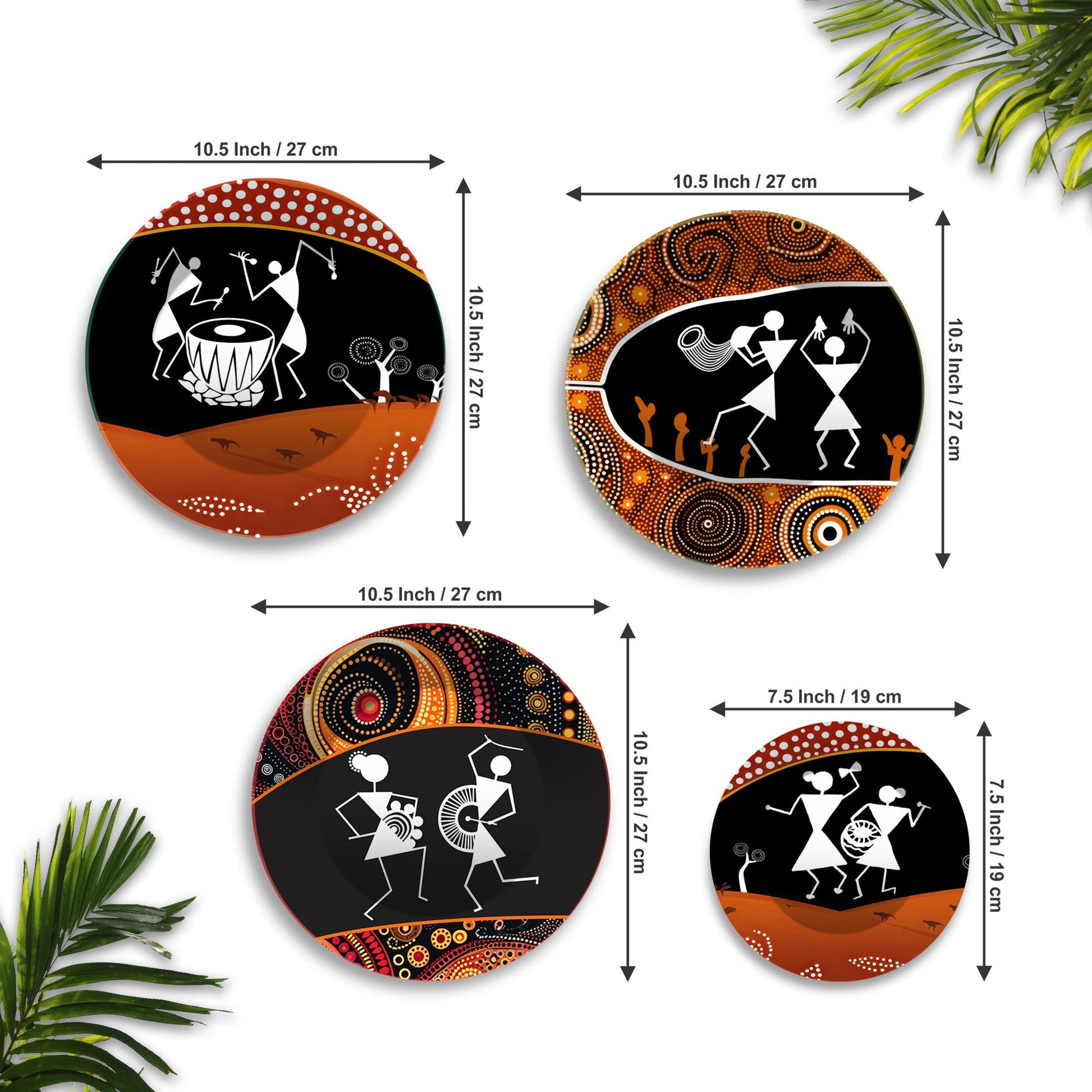 Warli Art Premium Wall Plates Painting Set of Four