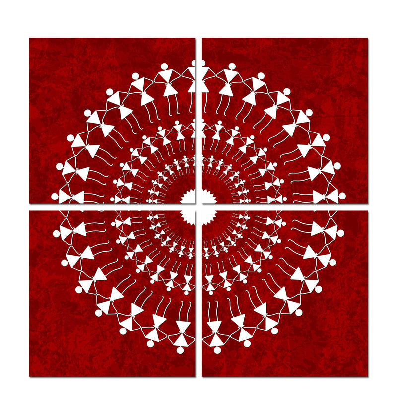 Warli Art Painting Wall Hanging, Set of 4