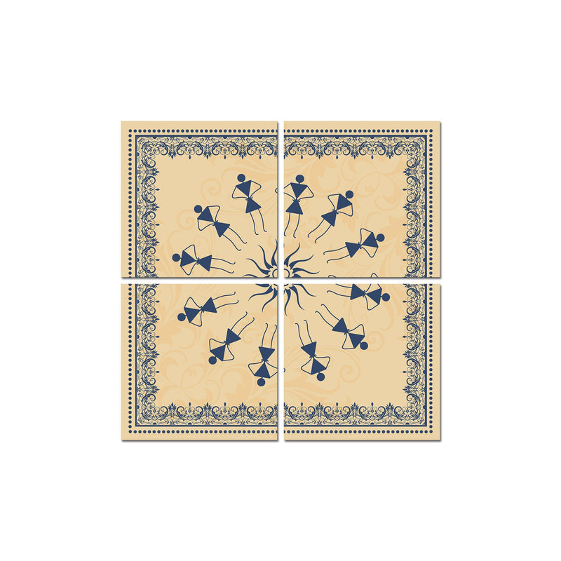 Warli Art Wall Hanging Painting, Set of 4 Pieces