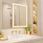 Warm Light Illuminated Vanity Cabinet Dual Mirror Doors