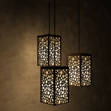 Wooden Ceiling Pendant Light Round Pattern Design Modern Lamp