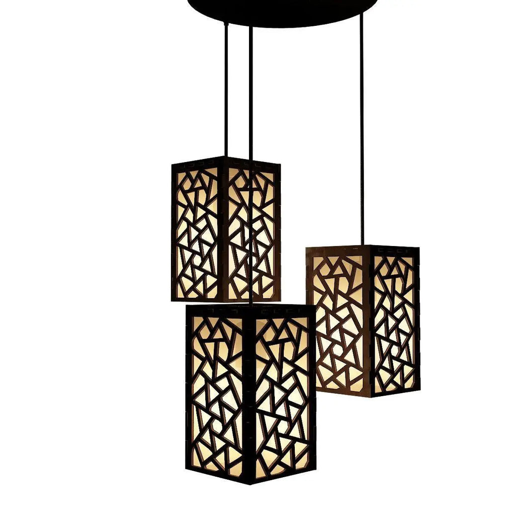 Decor Pattern Light Wooden Ceiling Pendant Light Triangle Pattern Design Modern Lamp For H ...