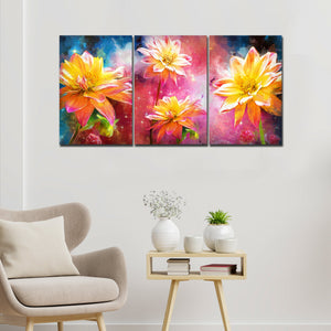 Yellow Flower Canvas Wall Painting of 3 Pieces