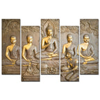 A Beautiful 5 Pieces Wall Painting of Lord Buddha in Temple