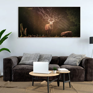 A Beautiful Deer in Dark Forest Floating Wall Painting