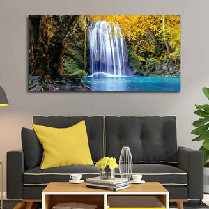 A Beautiful view of Erawan Waterfall Abstract Premium Canvas Wall Painting