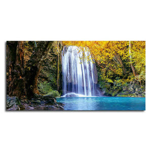 A Beautiful view of Erawan Waterfall Abstract Premium Canvas Wall Painting