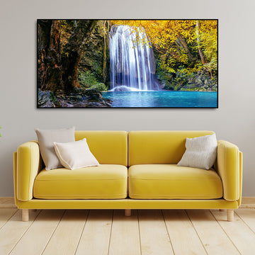 A Beautiful view of Erawan Waterfall Abstract Premium Canvas Wall Painting