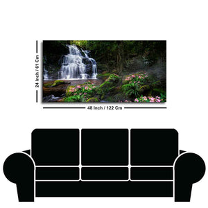 A Beautiful Waterfall in Forest Premium Canvas Wall Painting