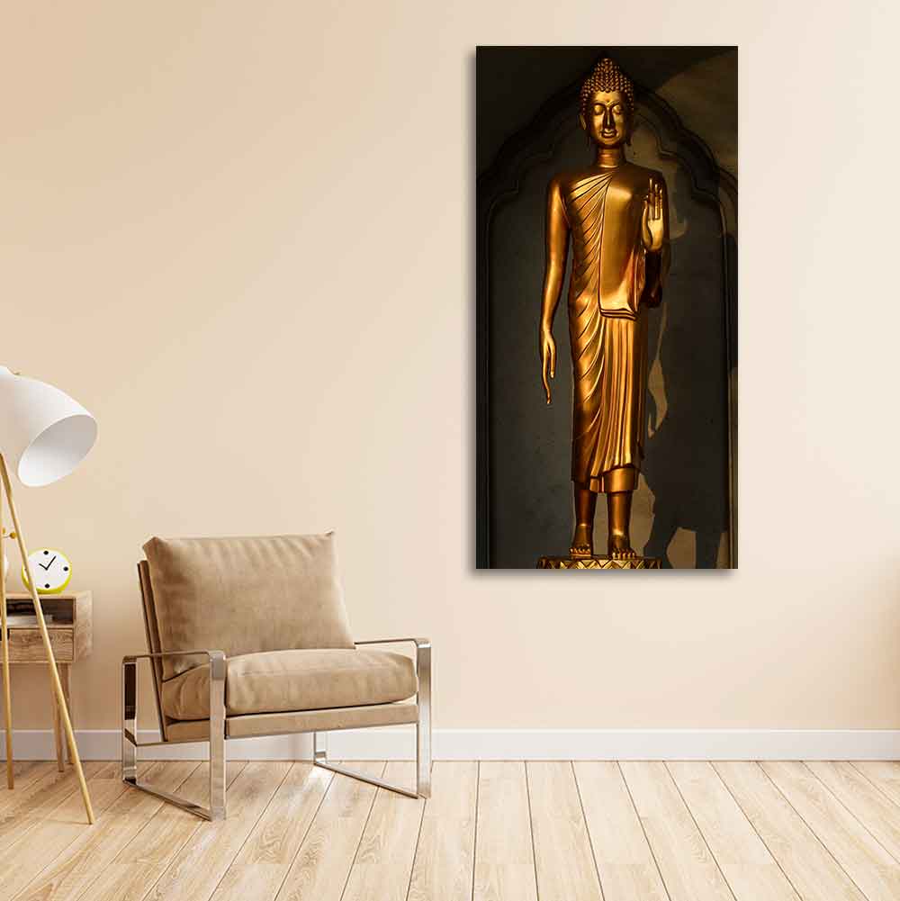 A Golden Statue of Buddha Canvas Wall Painting