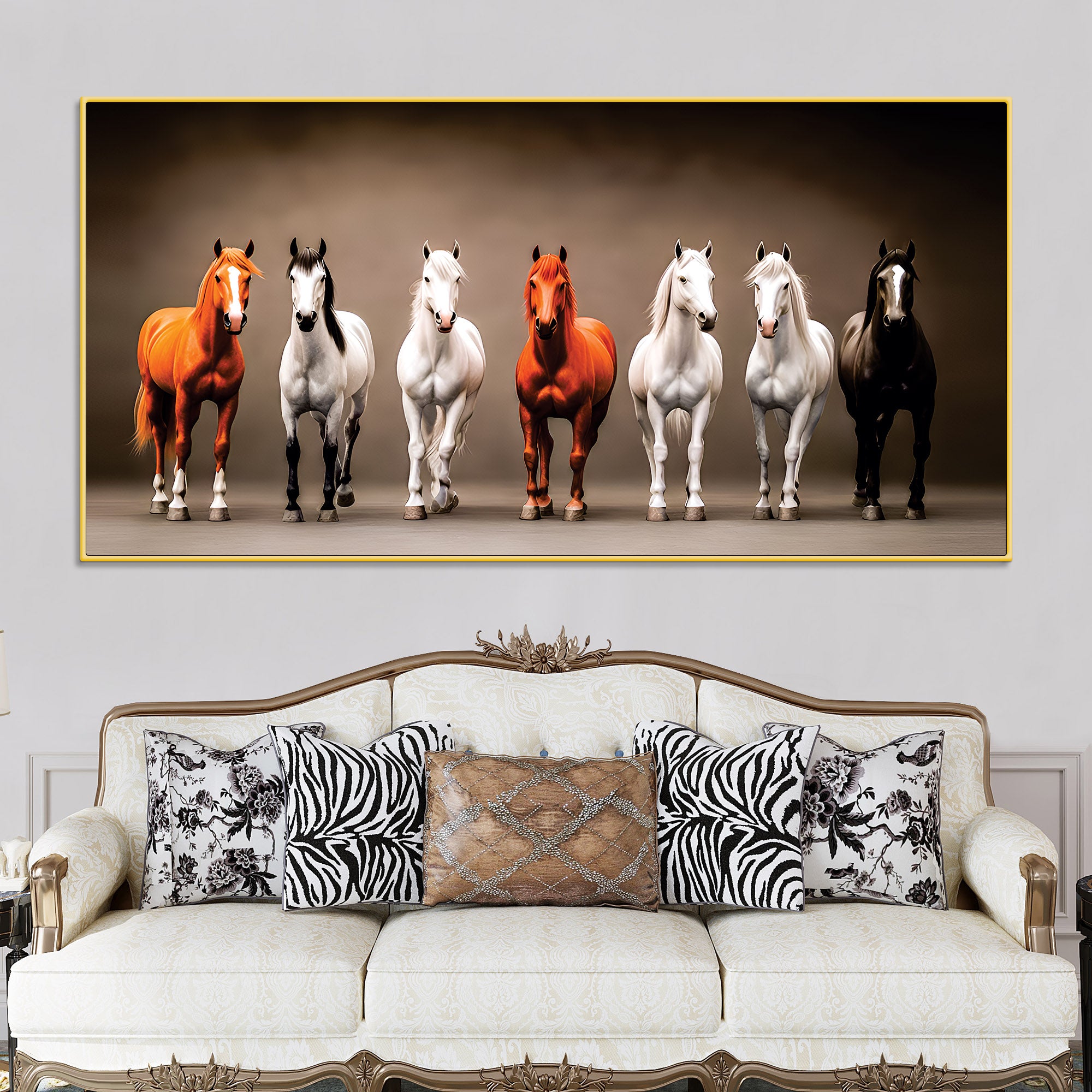 A Group of Diverse Horses Canvas Wall Painting