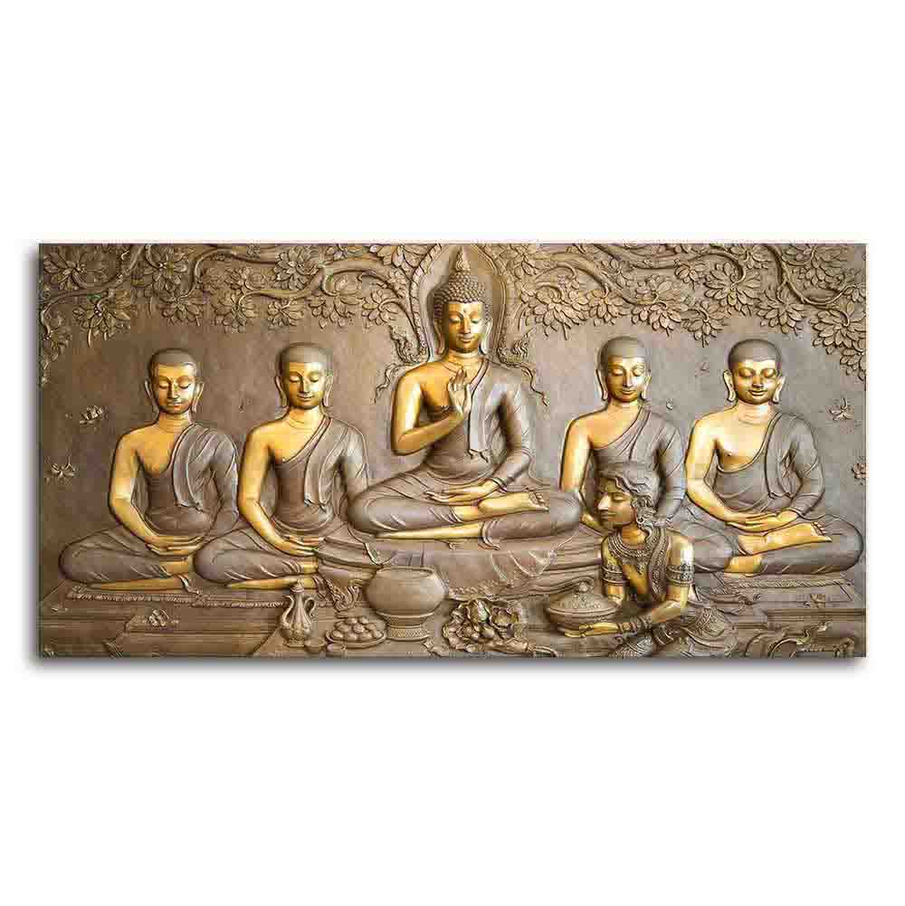 A Premium Golden Buddha Spiritual Canvas Wall Painting