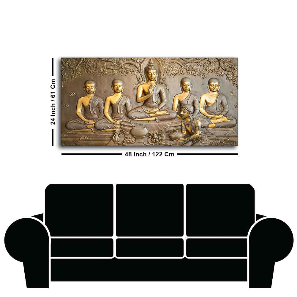 A Premium Golden Buddha Spiritual Canvas Wall Painting