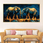 Abstract African Elephant Pair Canvas Painting for Living Room