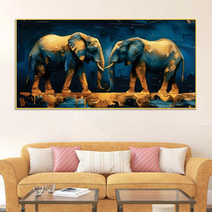 Abstract African Elephant Pair Canvas Painting for Living Room