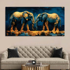 Abstract African Elephant Pair Canvas Painting for Living Room