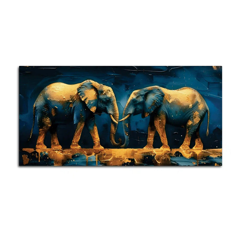 Abstract African Elephant Pair Canvas Painting for Living Room