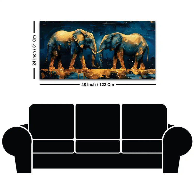Abstract African Elephant Pair Canvas Painting for Living Room