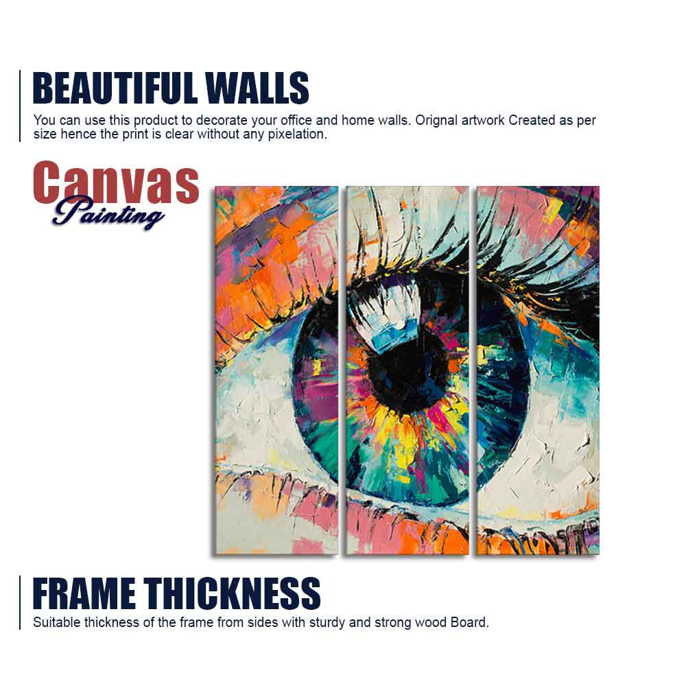 Abstract Art Eye Wall Painting Set of 3 Pieces