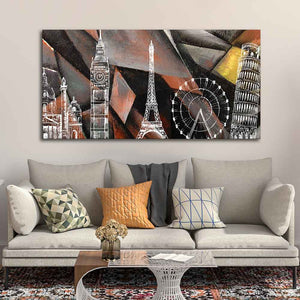 Abstract Art Famous Architectures Canvas Wall Painting