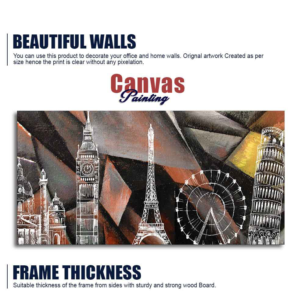 Abstract Art Famous Architectures Canvas Wall Painting