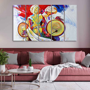 Abstract Art Folk Dance Wall Painting of Five Pieces